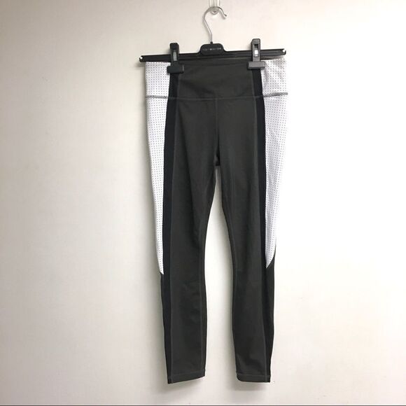 Athleta Colorblock Contender 7/8 Leggings Tights Olive White Black S - Picture 5 of 7